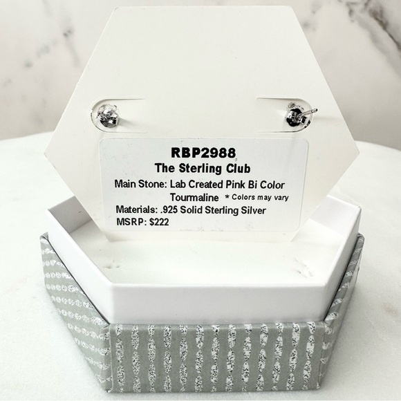 Bomb Party The Sterling Club Pink Tourmaline Earrings RBP2988 NWT - Picture 3 of 4